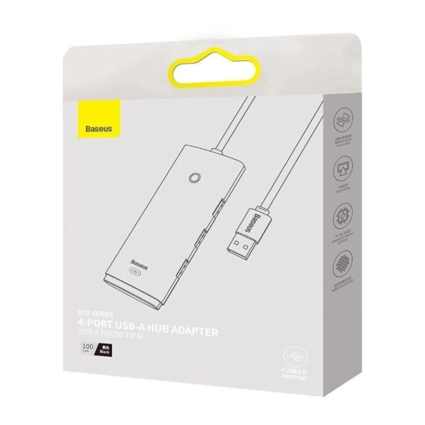Купити Концентратор Baseus Lite Series 4-Port USB-A HUB Adapter (USB-A to 4 х USB 3.0 ) 1 м Black (WKQX030101) - фото 7