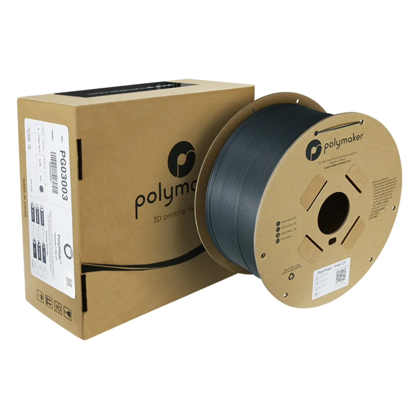 Купить PolyMide PA6-CF Filament (пластик) для 3D принтера Polymaker 2кг 1.75мм черный - фото 4