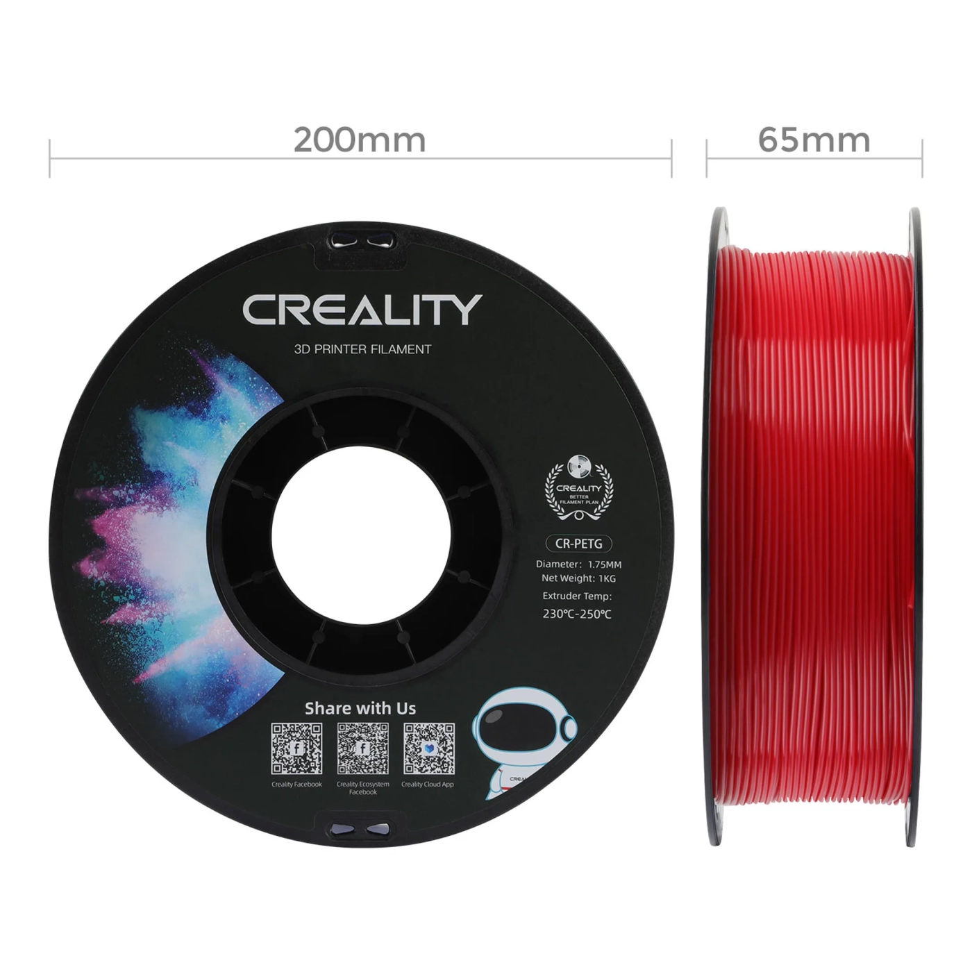 Купити PETG Filament (пластик) для 3D принтера CREALITY 1кг, 1.75мм, червоний (3301030038) - фото 5
