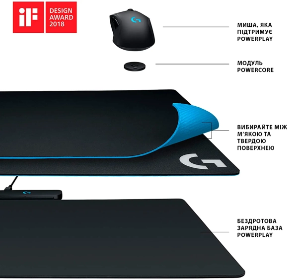 Купити Ігрова поверхня Logitech G Power Play Wireless Charging System (943-000110) - фото 9