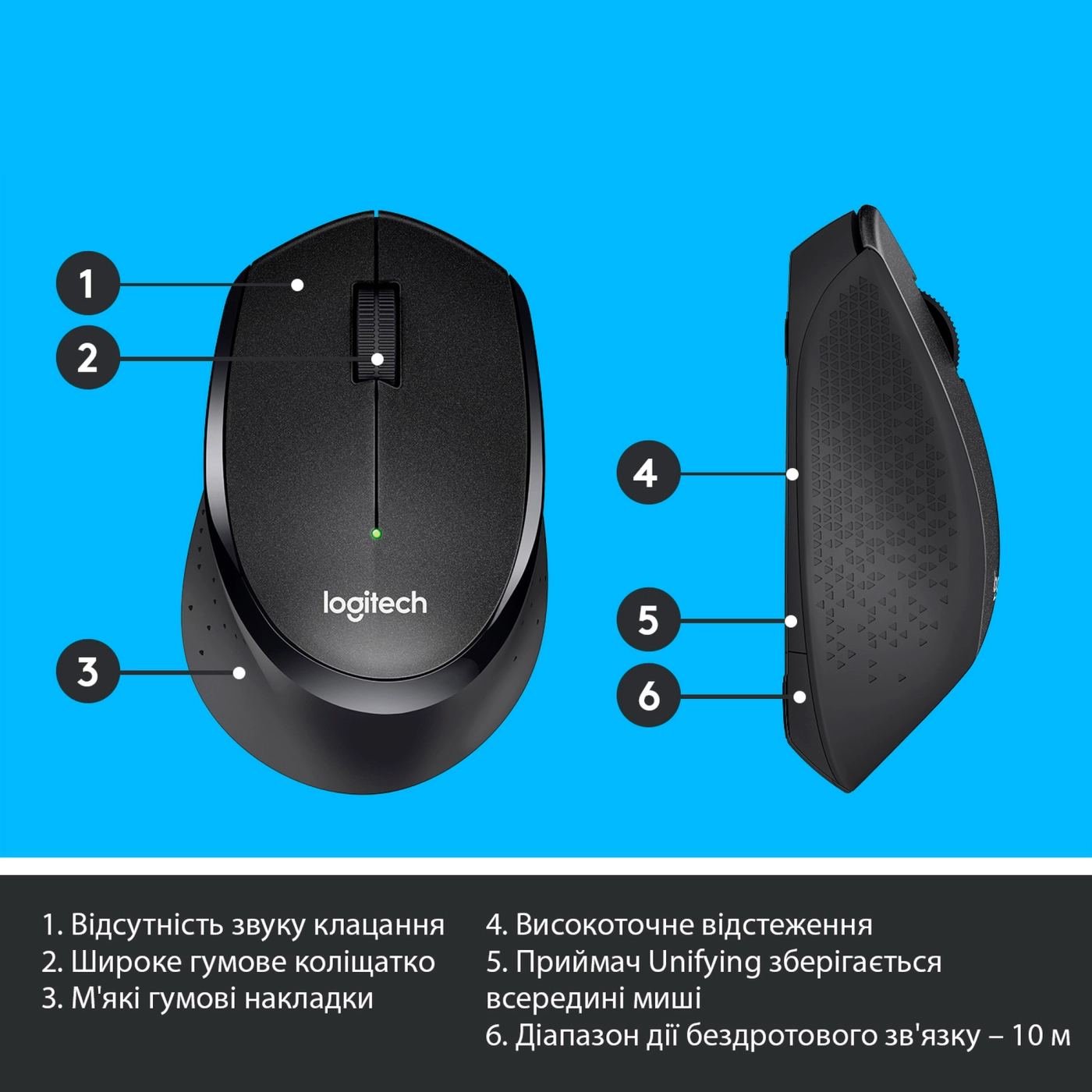 Купити Миша Logitech Wireless Mouse M330 Silent Plus black (910-004909) - фото 6