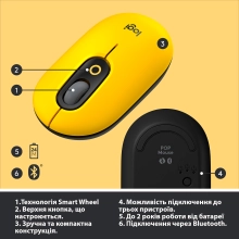 Купити Миша Logitech POP Mouse with emoji blast-yellow 2.4GHZ/BT (910-006546) - фото 6