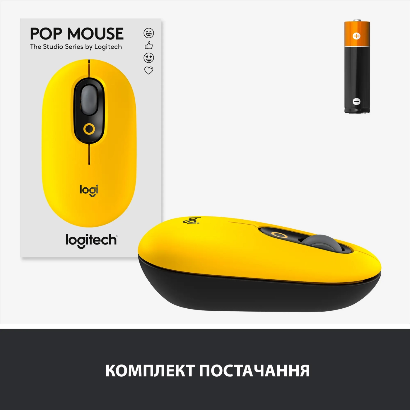 Купити Миша Logitech POP Mouse with emoji blast-yellow 2.4GHZ/BT (910-006546) - фото 8