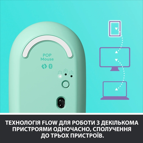 Купити Миша Logitech POP Mouse with emoji daydream-mint 2.4GHZ/BT (910-006547) - фото 7