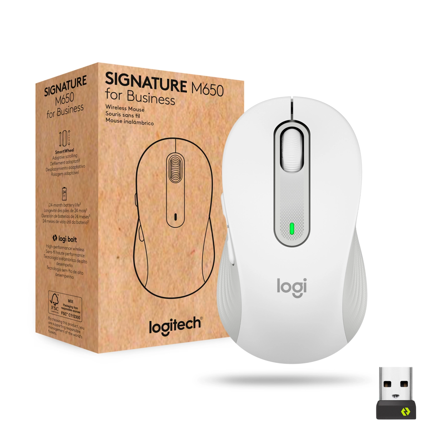 Купить Мышь Logitech Signature M650 Wireless Mouse for Business off-white BT (910-006275) - фото 1