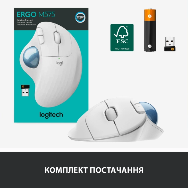 Купить Мышь Logitech ERGO M575 off-white 2.4GHZ/BT (910-005870) - фото 8