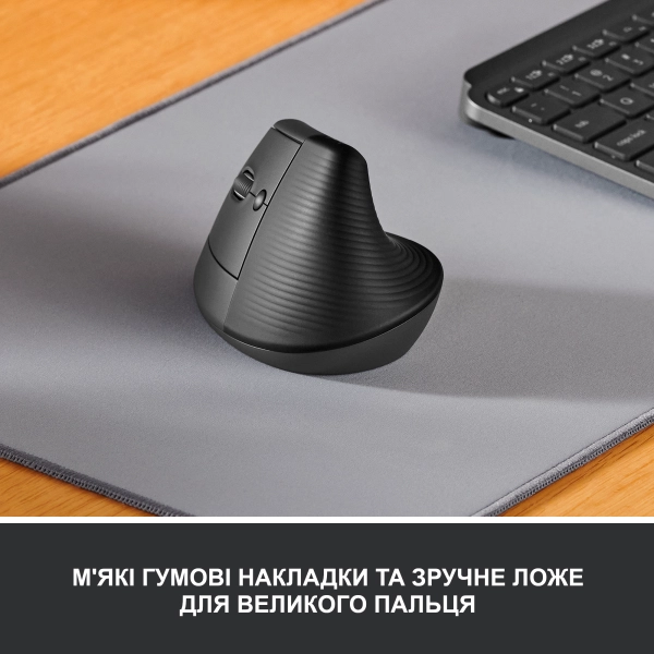 Купити Миша Logitech Lift Left Vertical Ergonomic Mouse graphite-black 2.4GHZ/BT LEFT (910-006474) - фото 2