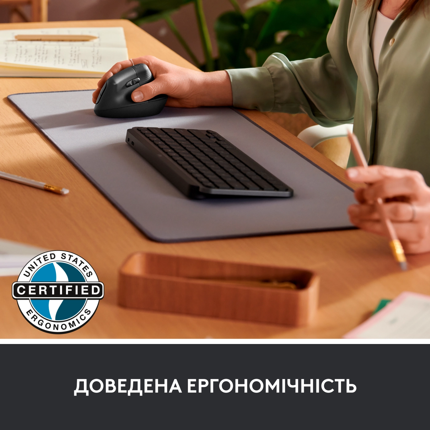 Купити Миша Logitech Lift Vertical Ergonomic Mouse for Business graphite-black 2.4GHZ/BT (910-006494) - фото 5