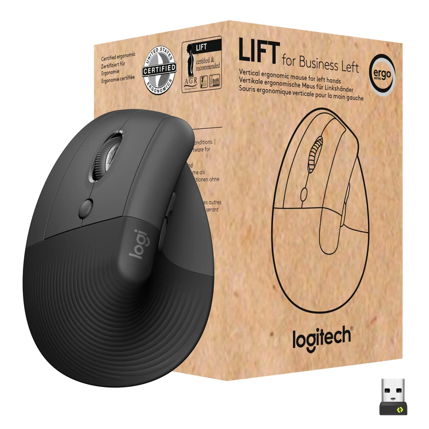 Купити Миша Logitech Lift Vertical Ergonomic Mouse for Business graphite-black 2.4GHZ/BT LEFT (910-006495) - фото 1