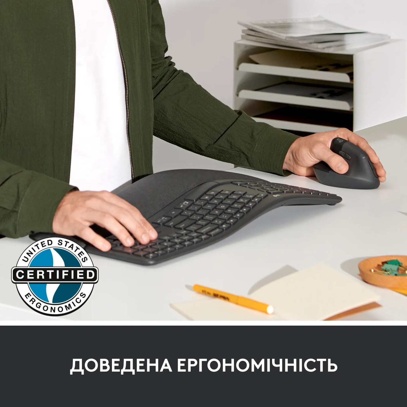 Купити Миша Logitech Lift Vertical Ergonomic Mouse for Business graphite-black 2.4GHZ/BT LEFT (910-006495) - фото 5