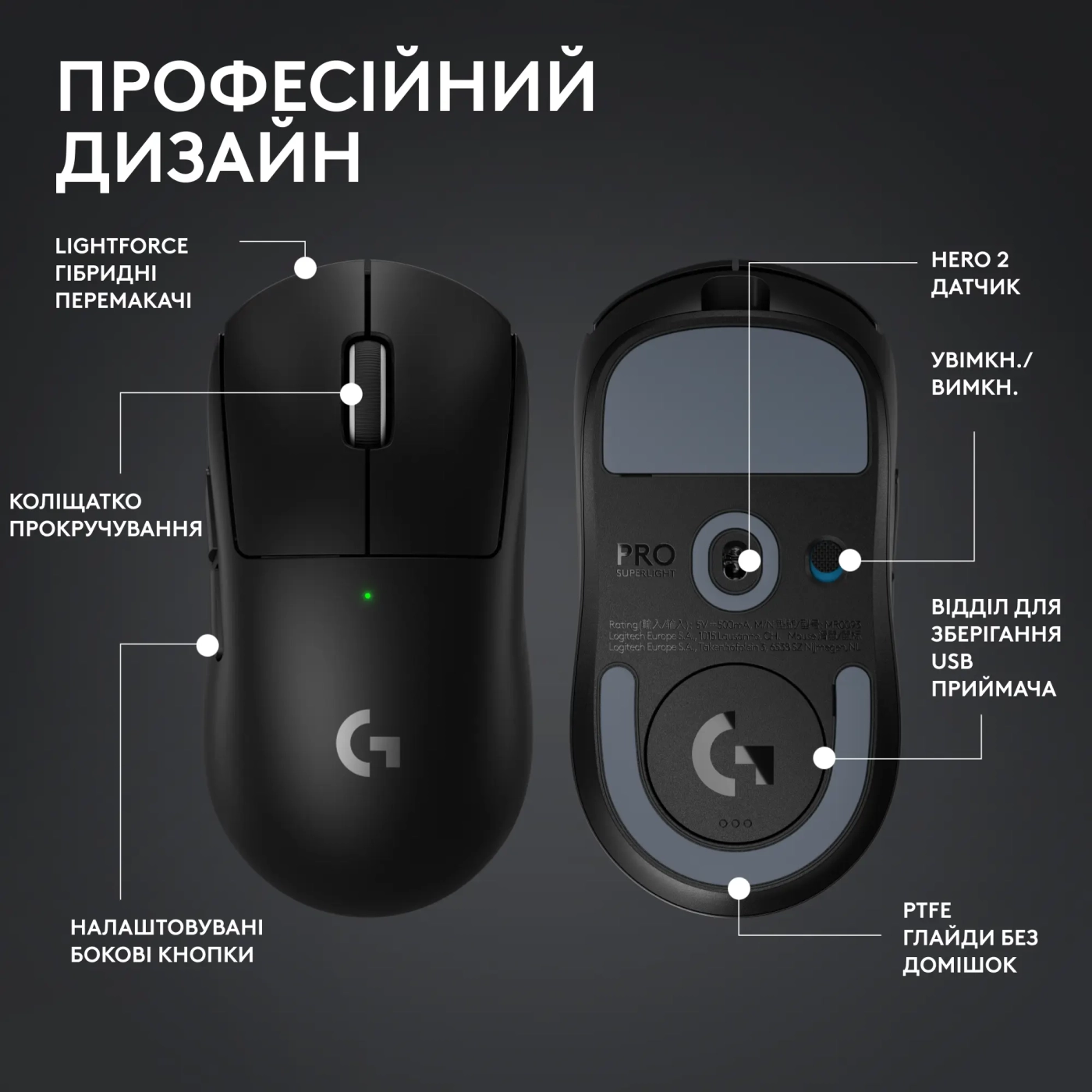 Купить Мышь Logitech G Pro X Superlight 2 Lightspeed Wireless Black (910-006630) - фото 7