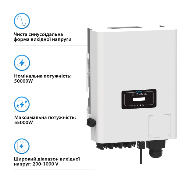 Купити Мережевий інвертор  DEYE SUN-50K-G04 45KW Трифазний 380V/50hz - фото 2