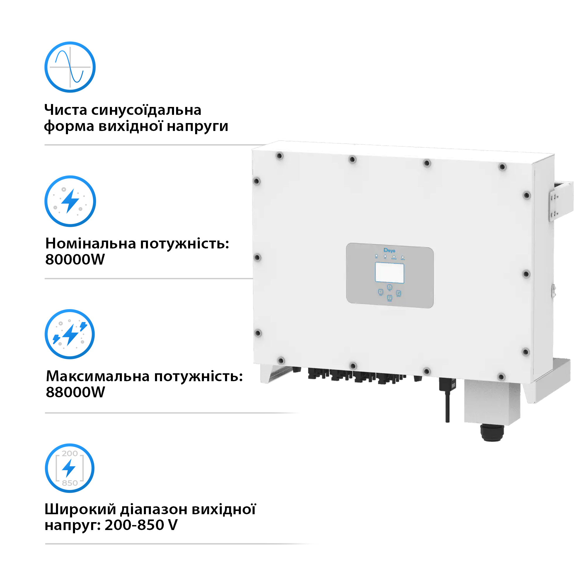 Купить Сетевой инвертор DEYE SUN-80K-G 80KW Трехфазный 380V/50hz - фото 2