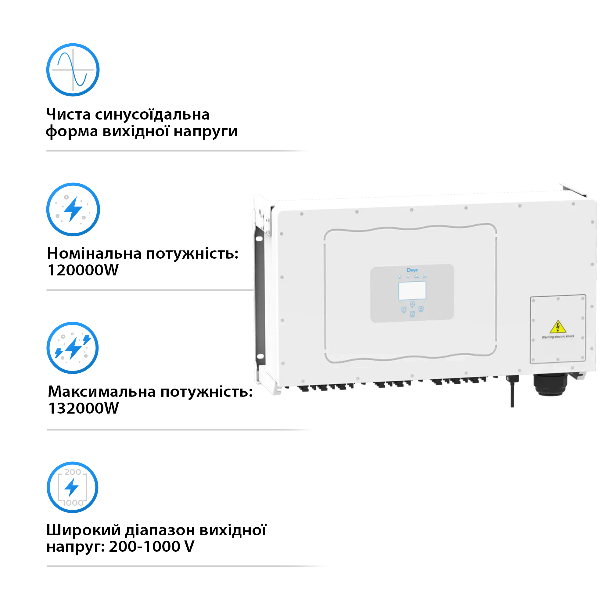 Купить Сетевой инвертор DEYE SUN-120K-G01P3-EU 120KW Трехфазный 380V/50hz - фото 2