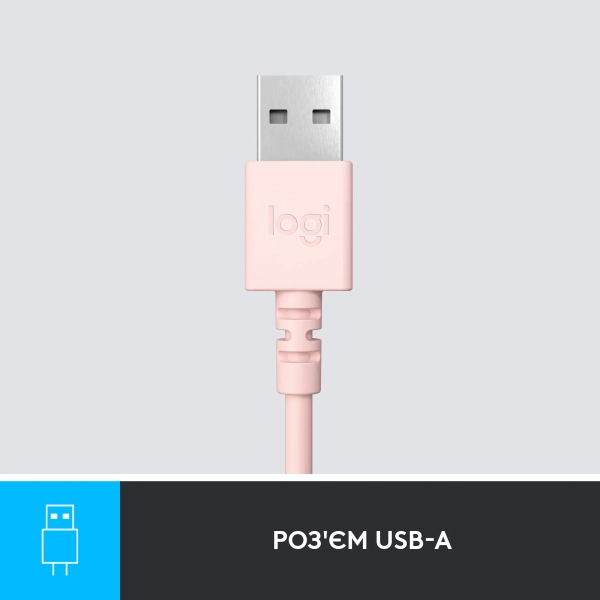 Купити Навушники Logitech Corded USB Headset H390 Rose (981-001281) - фото 5