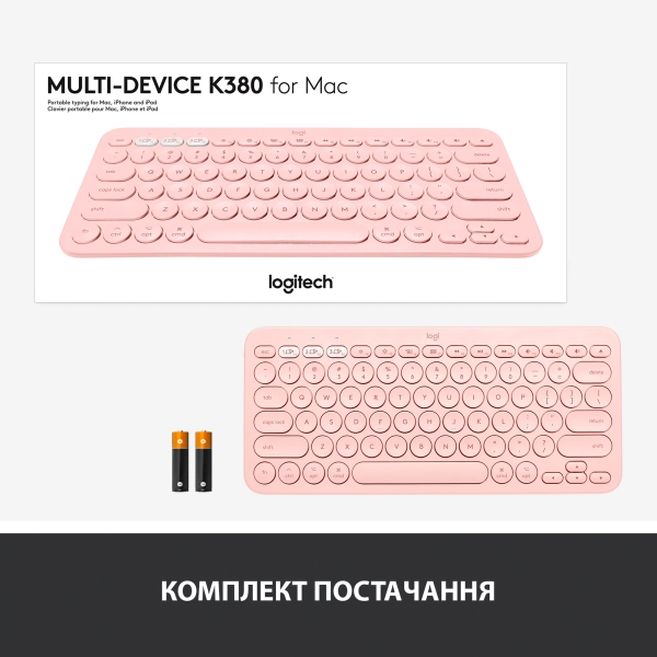Купити Клавіатура Logitech K380 for MAC Multi-Device Bluetooth Keyboard Rose US (920-010406) - фото 9