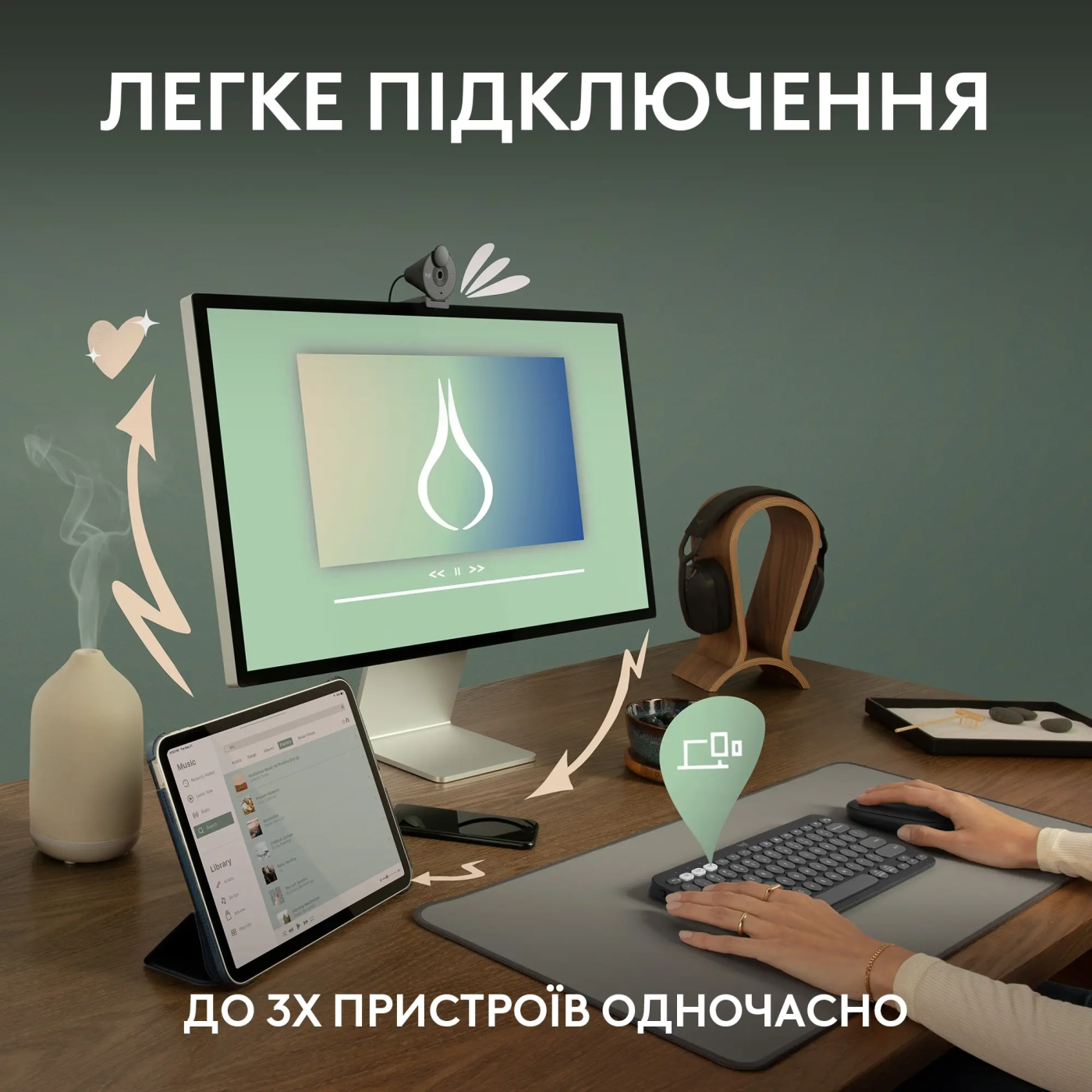 Купити Клавіатура Logitech K380s Pebble Keys 2 Tonal Rose US (920-011853) - фото 3