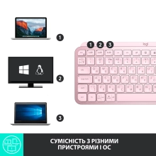 Купить Клавиатура Logitech MX Keys Mini Minimalist Wireless Illuminated Keyboard Rose US 2.4GHZ/BT (920-010500) - фото 7