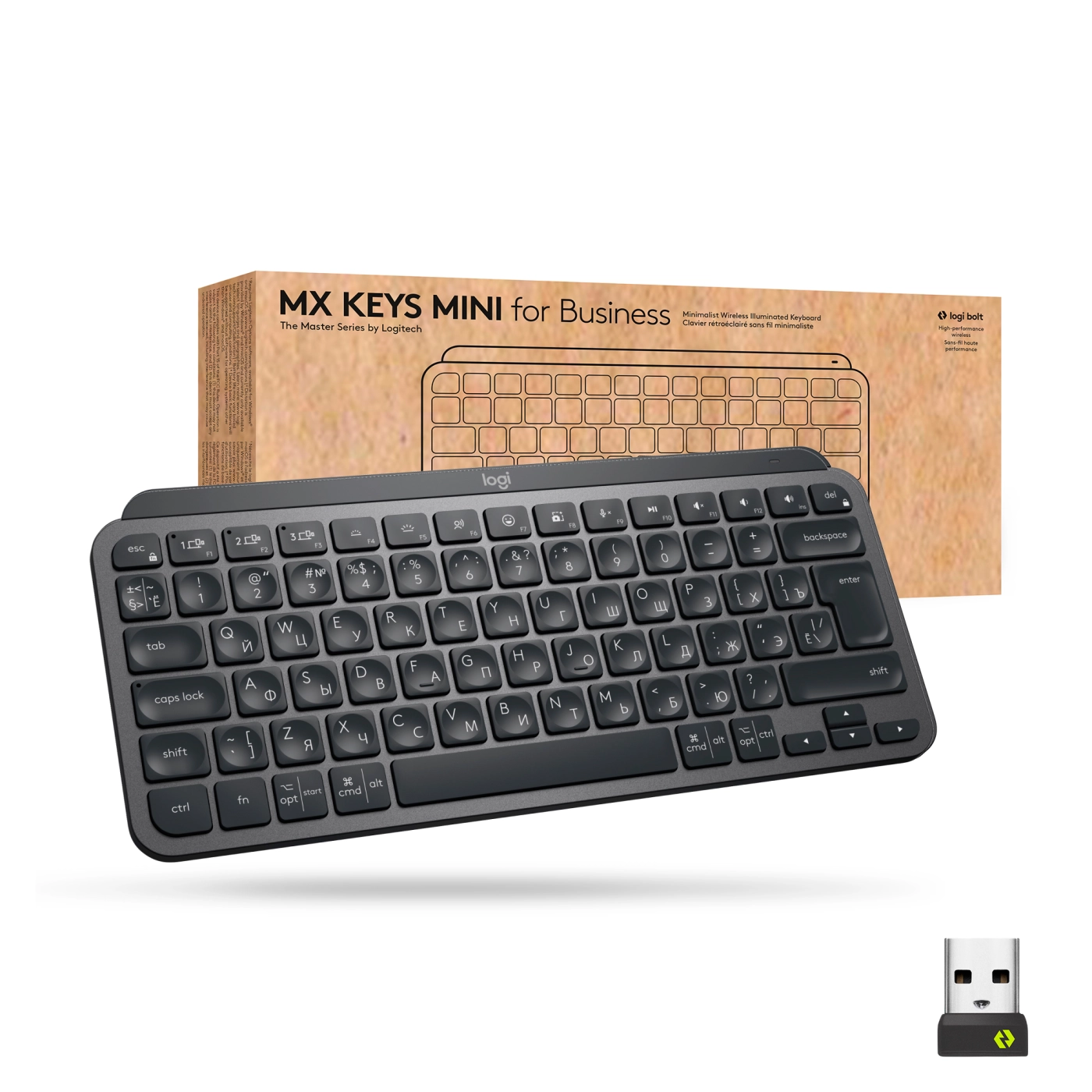 Купити Клавіатура Logitech MX Keys Mini For Business Graphite US 2.4GHZ/BT (920-010608) - фото 1