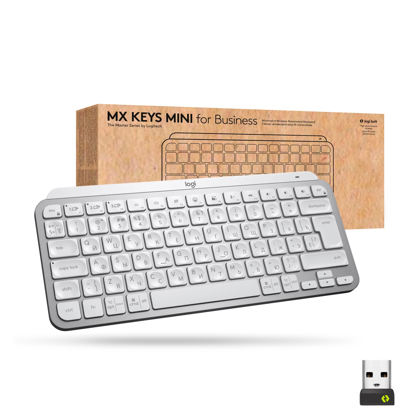 Купити Клавіатура Logitech MX Keys Mini For Business Pale Gray US 2.4GHZ/BT (920-010609) - фото 1