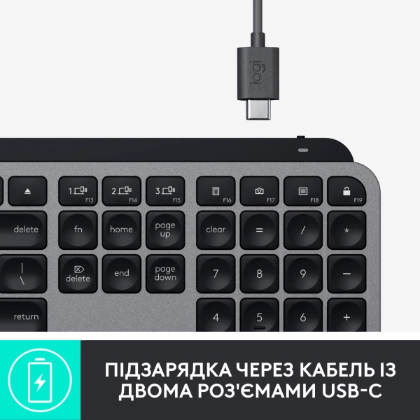 Купить Клавиатура Logitech MX Keys for Mac Advanced Wireless Illuminated Keyboard Space Gray US 2.4GHZ/BT (920-009558) - фото 10
