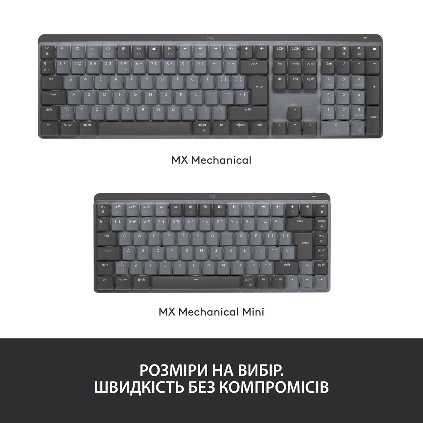 Купити Клавіатура Logitech MX Mechanical Mini Minimalist Wireless Illuminated Keyboard Graphite US 2.4GHZ/BT (920-010780) - фото 10