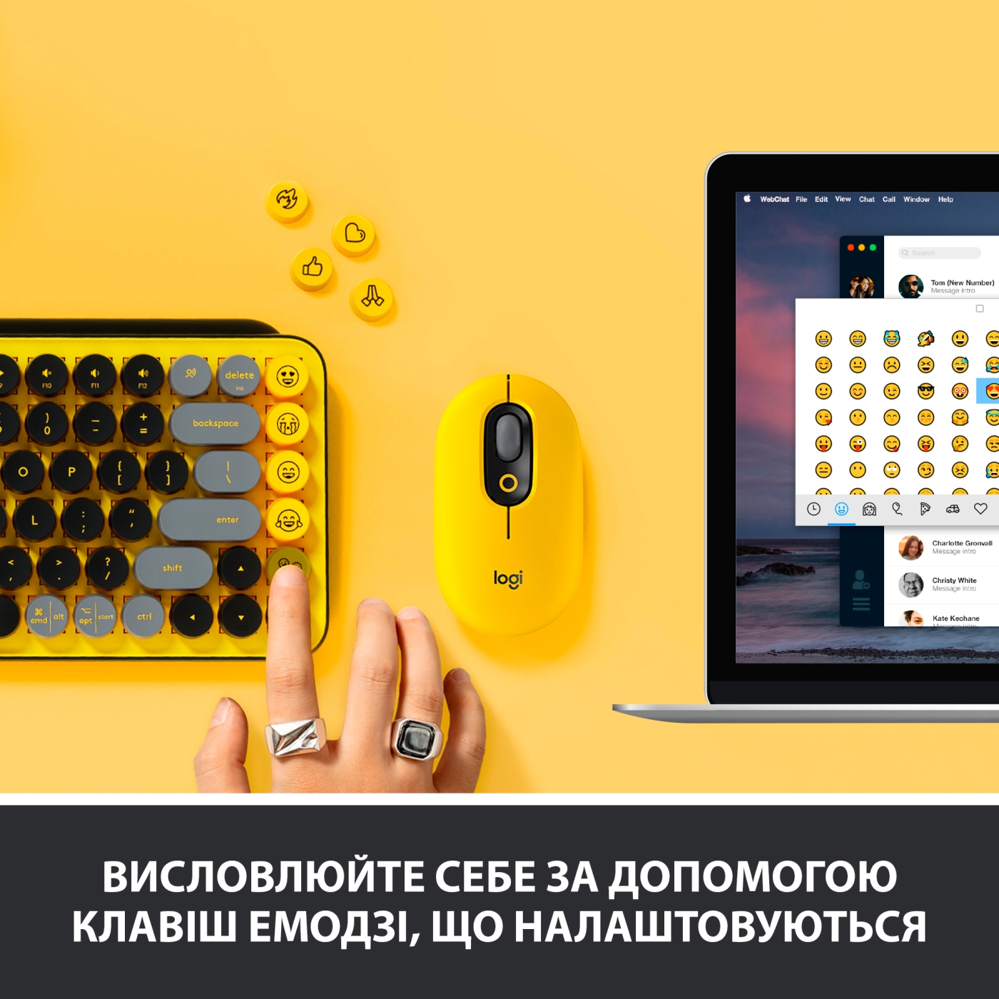 Купити Клавіатура Logitech POP Keys Wireless Mechanical Keyboard With Emoji Keys Blast US BT (920-010735) - фото 3