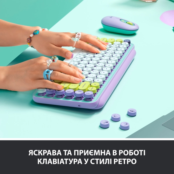 Купити Клавіатура Logitech POP Keys Wireless Mechanical Keyboard With Emoji Keys Daydream US BT (920-010736) - фото 4