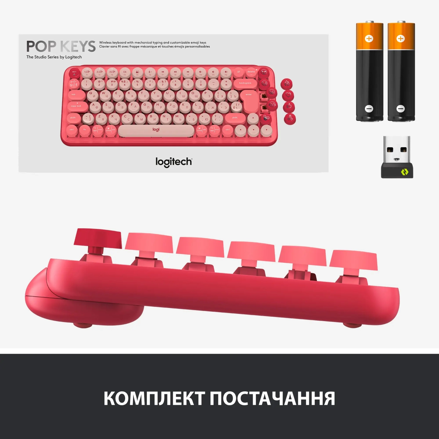 Купити Клавіатура Logitech POP Keys Wireless Mechanical Keyboard With Emoji Keys Heartbreaker US BT (920-010737) - фото 8