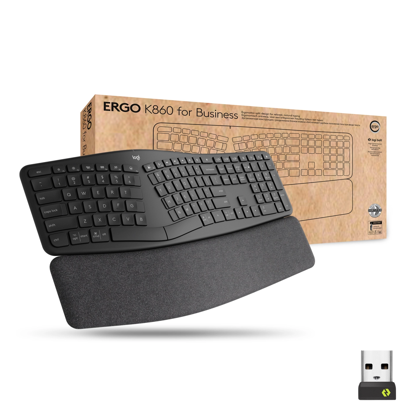 Купить Клавиатура Logitech ERGO K860 for business Graphite US 2.4GHZ/BT (920-010352) - фото 1