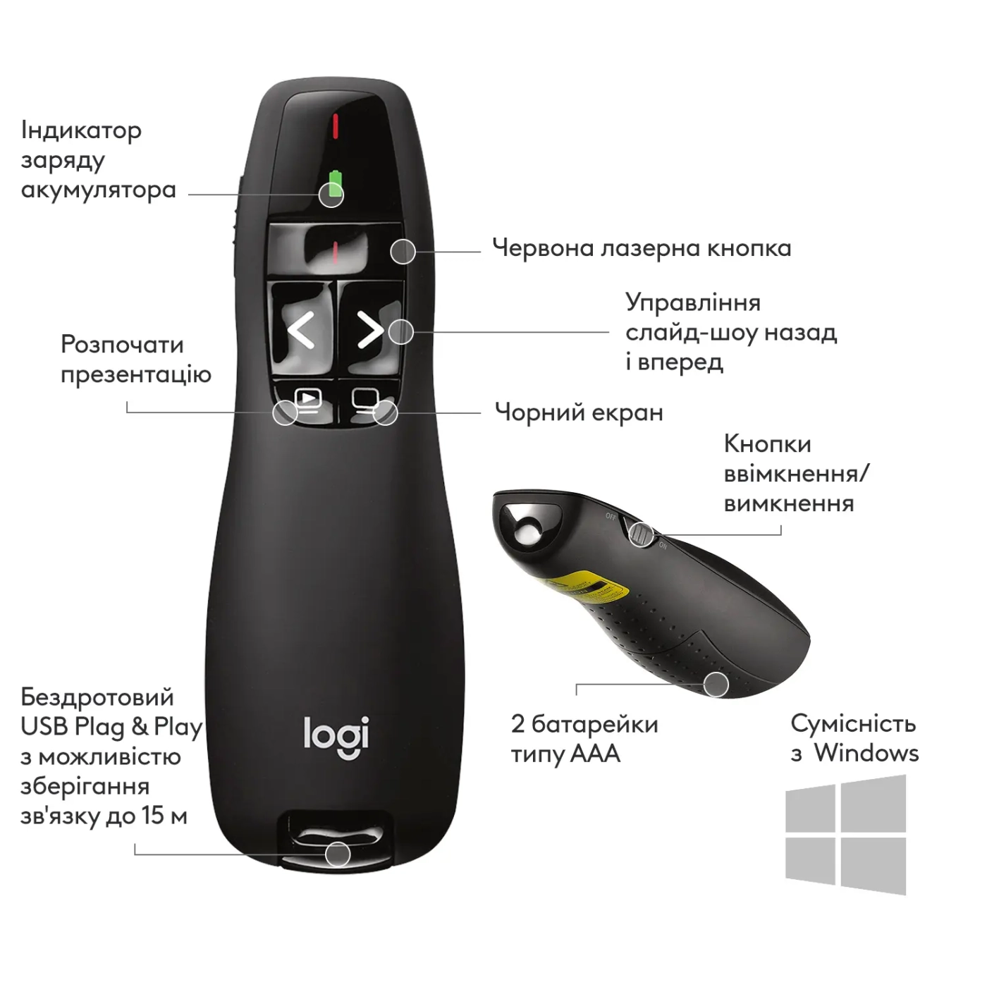 Купити Презентер Logitech Wireless Presenter R400 (910-001356) - фото 6