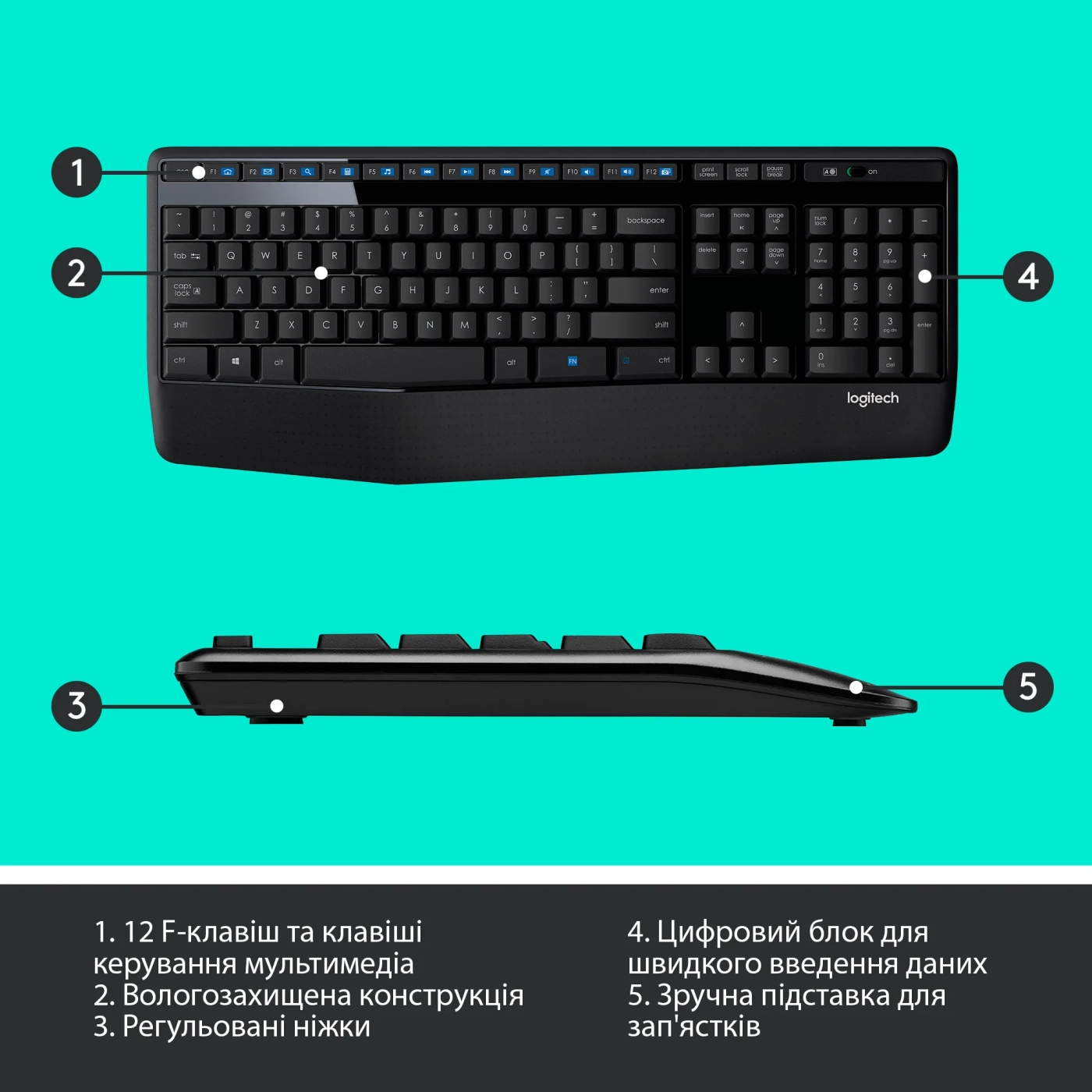 Купити Комплект клавіатура та миша Logitech Wireless Combo MK345 US (920-006489) - фото 6