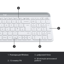 Купить Комплект клавиатура и мышь Logitech MK470 Slim Wireless Combo Off White US (920-009205) - фото 6