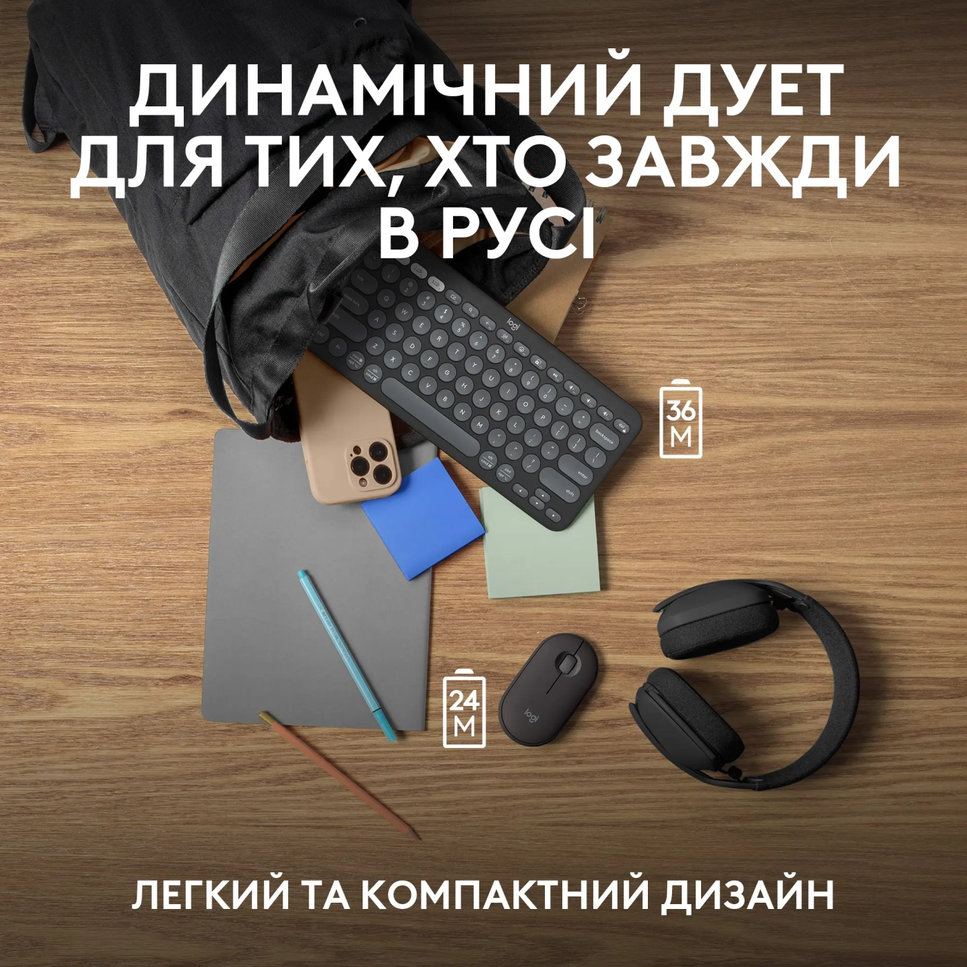 Купить Комплект клавиатура и мышь Logitech Pebble 2 Combo Graphite US 2.4GHZ/BT (920-012239) - фото 9