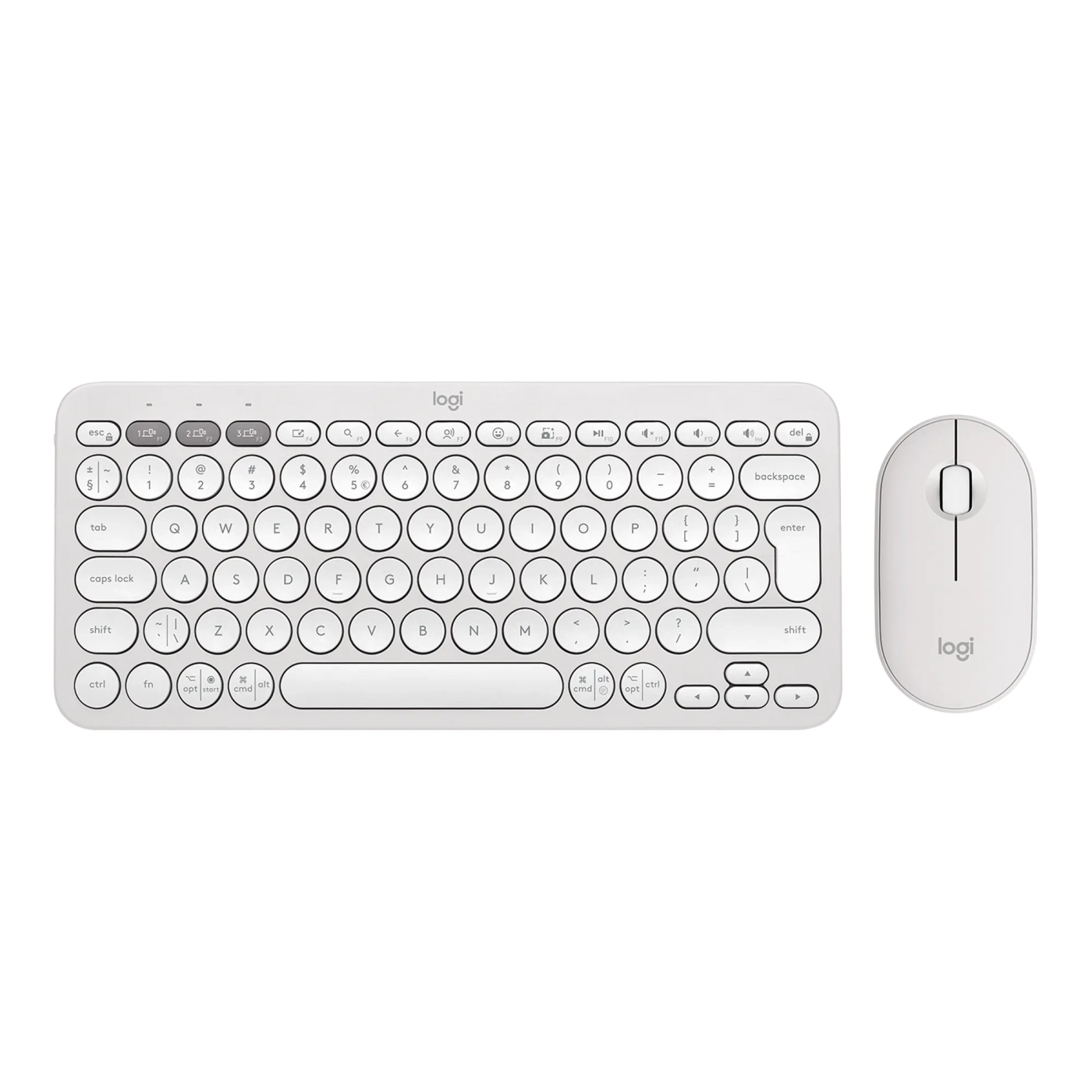 Купить Комплект клавиатура и мышь Logitech Pebble 2 Combo White US 2.4GHZ/BT (920-012240) - фото 1