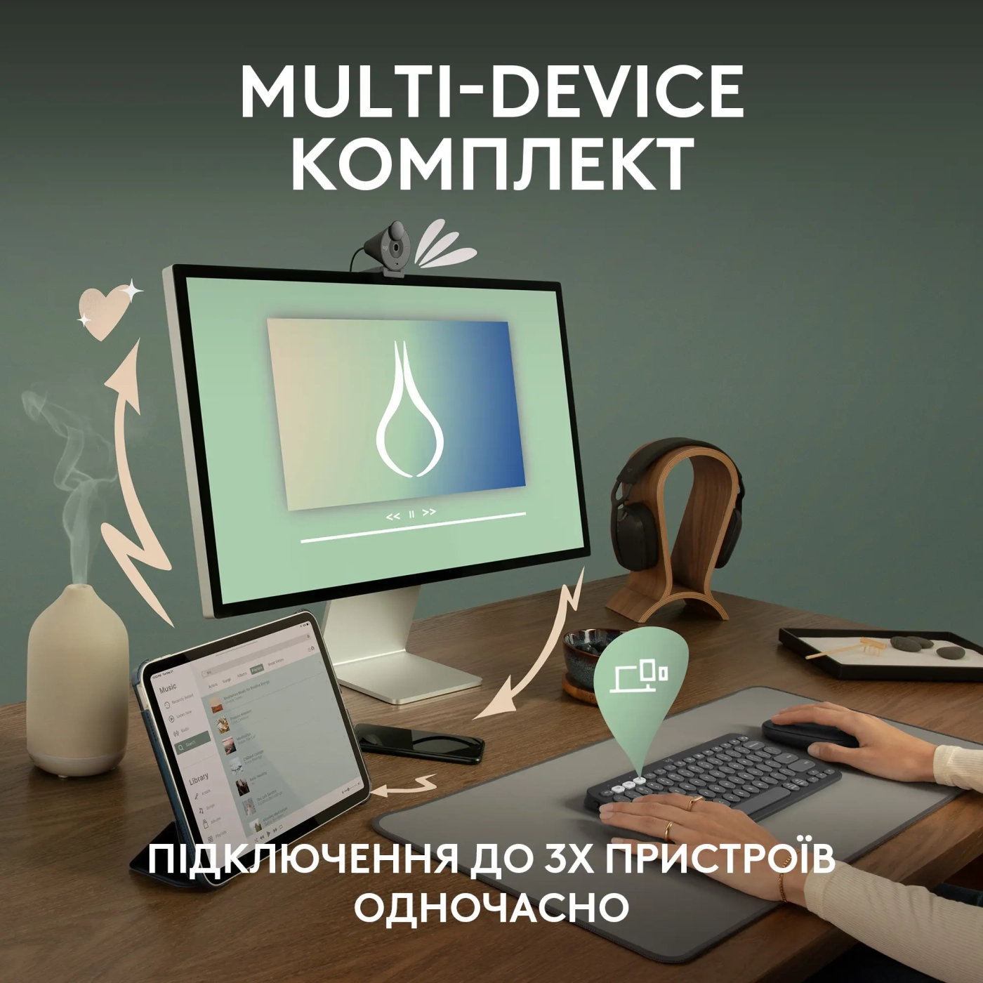Купити Комплект клавіатура та миша Logitech Pebble 2 Combo Rose US 2.4GHZ/BT (920-012241) - фото 3