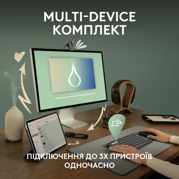 Купити Комплект клавіатура та миша Logitech Pebble 2 Combo Rose US 2.4GHZ/BT (920-012241) - фото 3