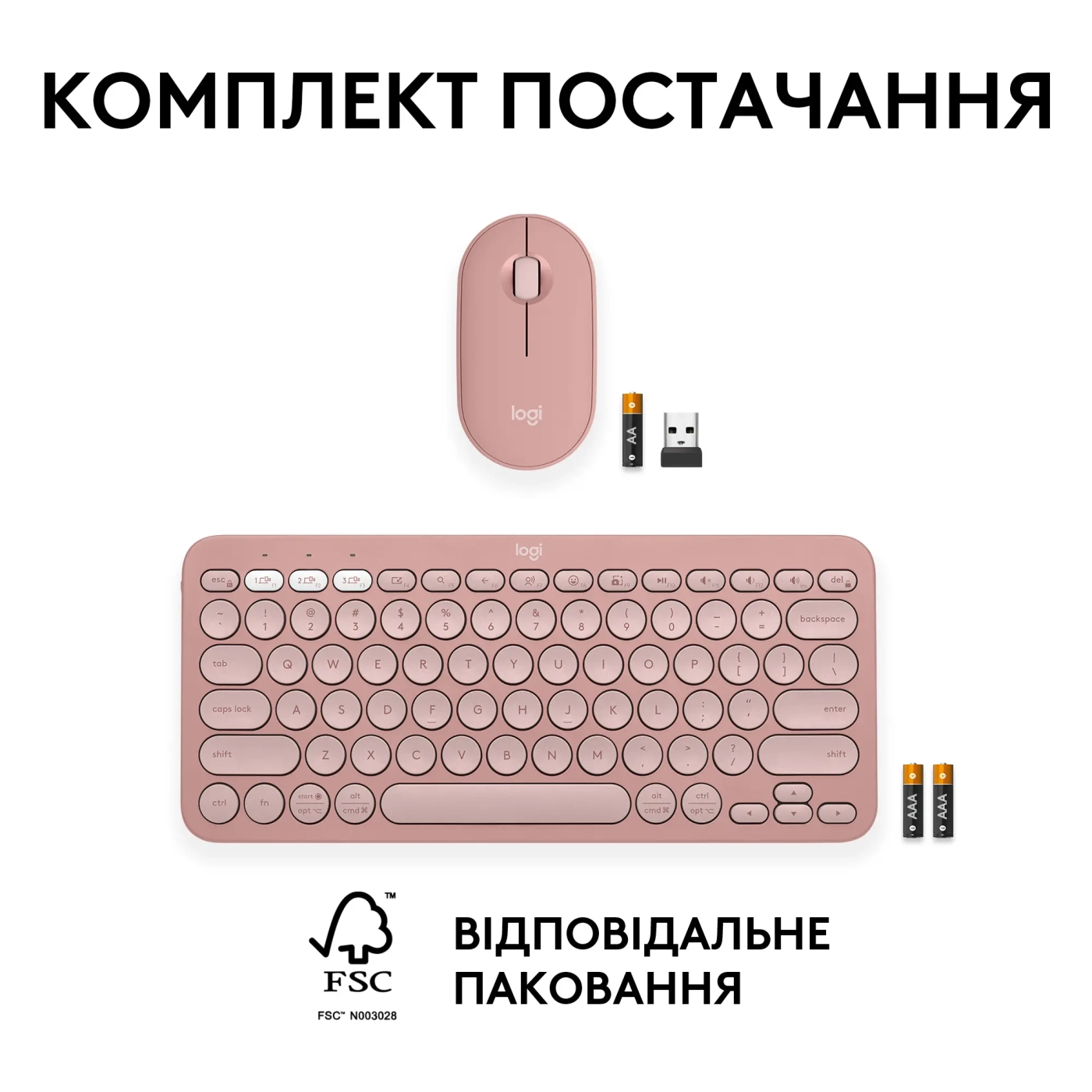 Купити Комплект клавіатура та миша Logitech Pebble 2 Combo Rose US 2.4GHZ/BT (920-012241) - фото 10