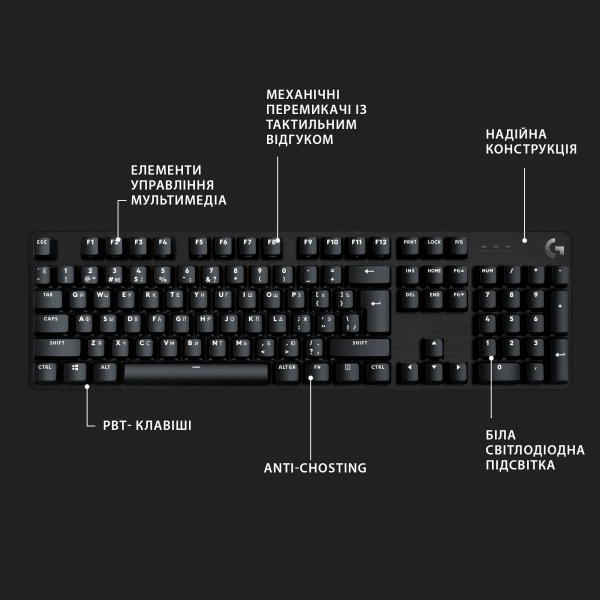 Купити Клавіатура Logitech G413 SE Corded Mechanical Gaming Keyboard Black (920-010437) - фото 6