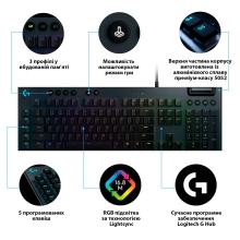 Купить Клавиатура Logitech G815 RGB Mechanical Gaming Keyboard GL Tactile Carbon USB (920-008992) - фото 5