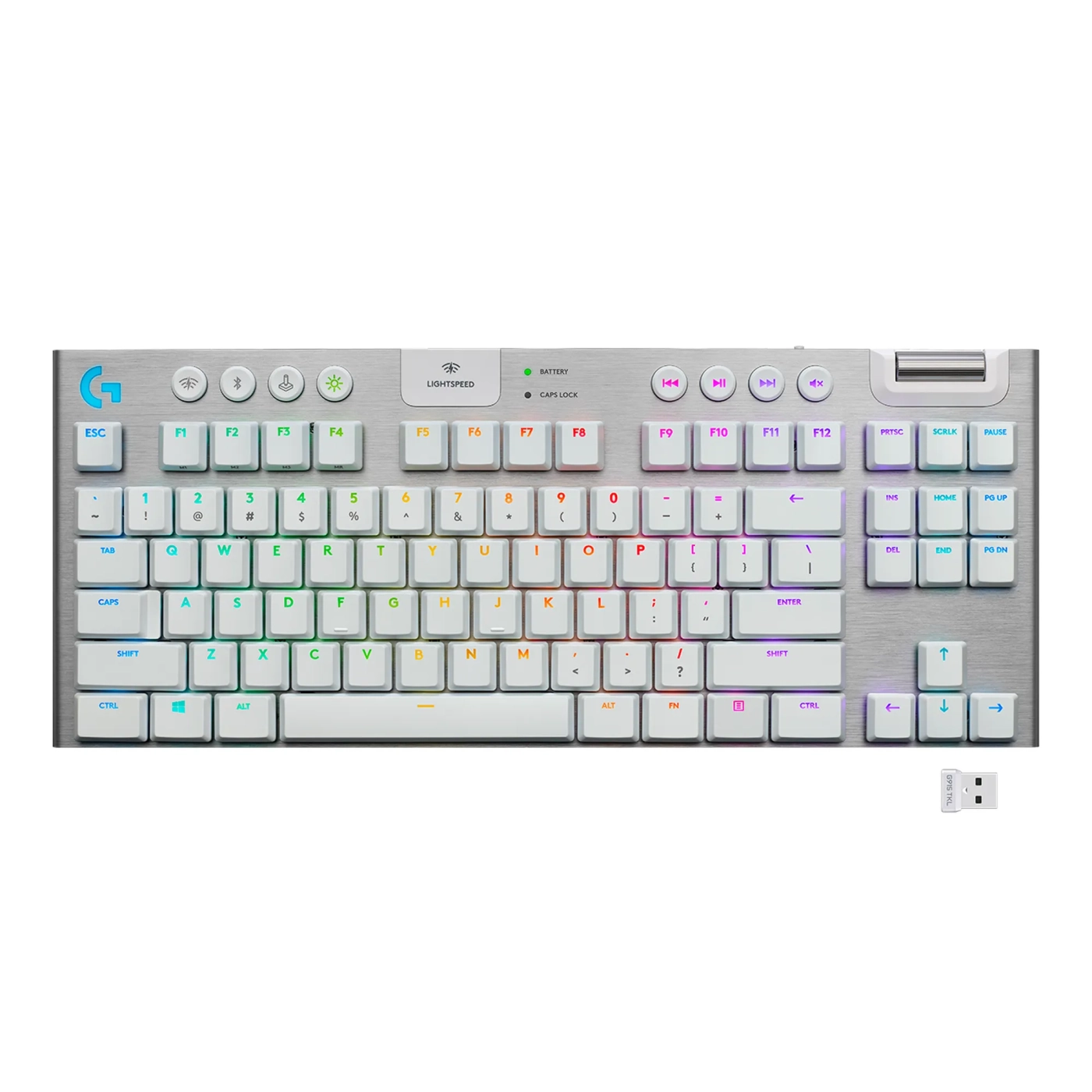 Купити Клавіатура Logitech G915 TKL Tenkeyless Lightspeed Wireless RGB Mechanical Gaming Keyboard GL Tactile White 2.4GHZ/BT (920-009664) - фото 1