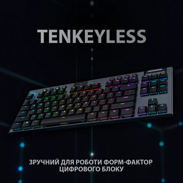 Купить Клавиатура Logitech G915 TKL Tenkeyless Lightspeed Wireless RGB Mechanical Gaming Keyboard GL Tactile Carbon 2.4GHZ/BT (920-009503) - фото 5