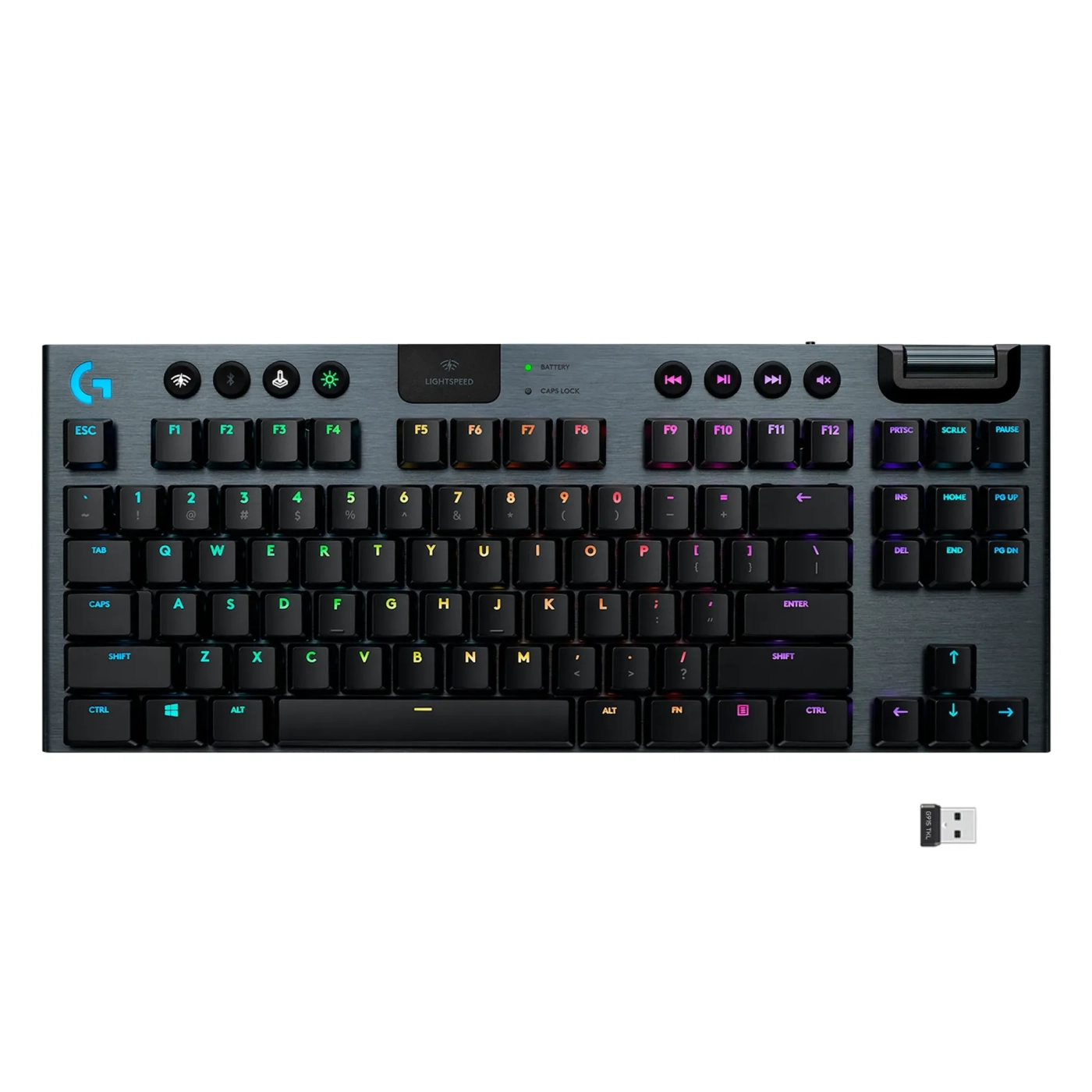 Купить Клавиатура Logitech G915 TKL Tenkeyless Lightspeed Wireless RGB Mechanical Gaming Keyboard GL Clicky Carbon 2.4GHZ/BT (920-009537) - фото 1