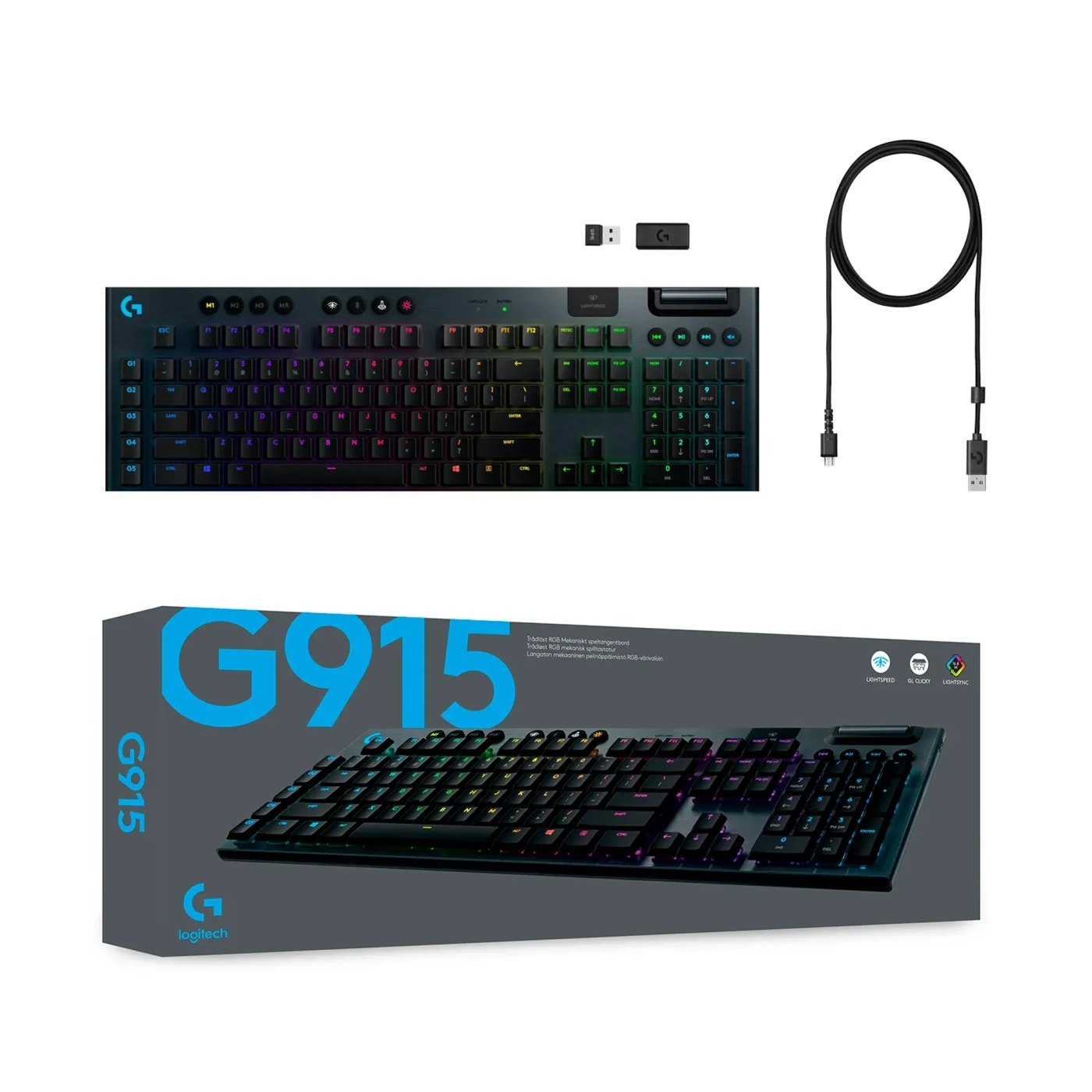 Купити Клавіатура Logitech G915 Lightspeed Wireless Mechanical Gaming Keyboard Carbon Clicky (920-009111) - фото 8