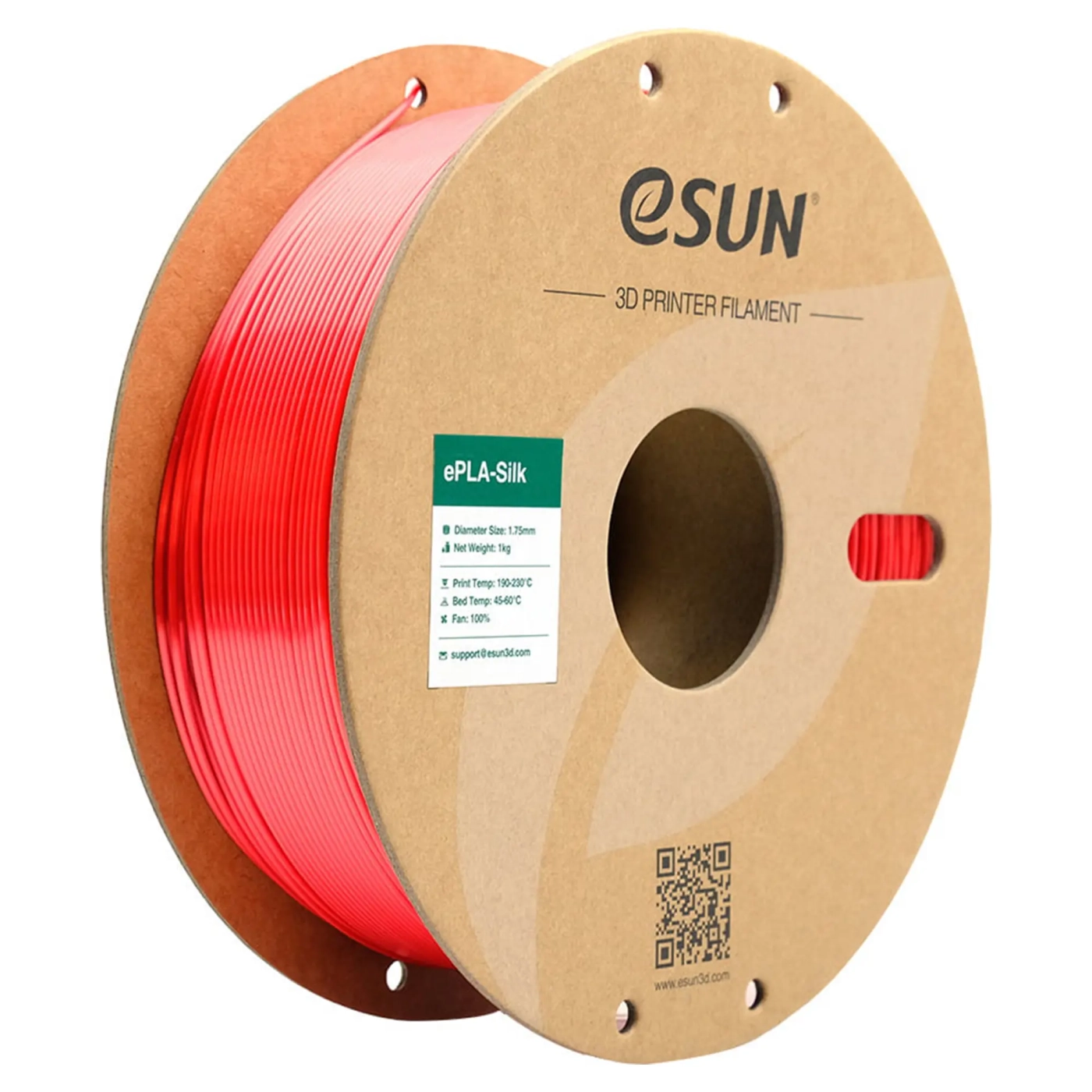 Купить eSilk-PLA Filament (пластик) для 3D принтера eSUN 1кг, 1.75мм, красный (ESILK-PLA175R1) - фото 1