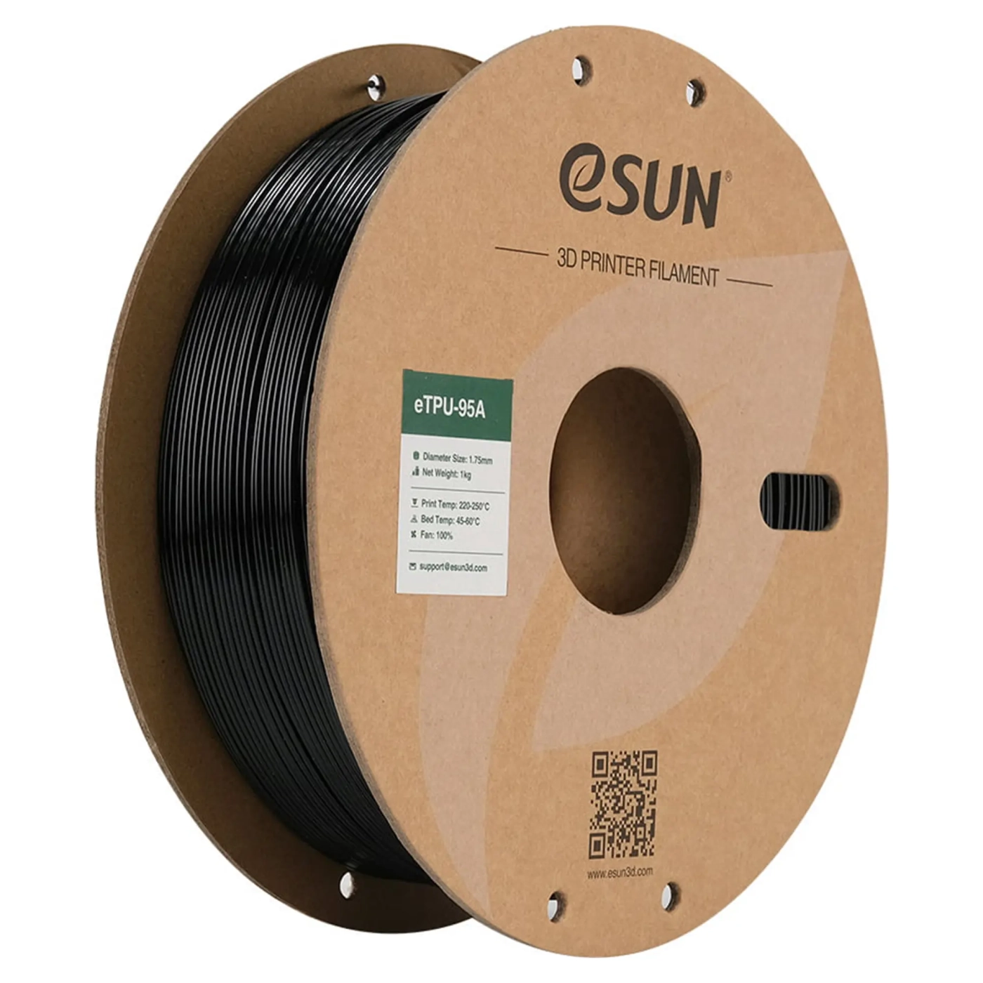 Купить eTPU-95A Filament (пластик) для 3D принтера eSUN 1кг, 1.75мм, черный (ETPU-95A175B1) - фото 1