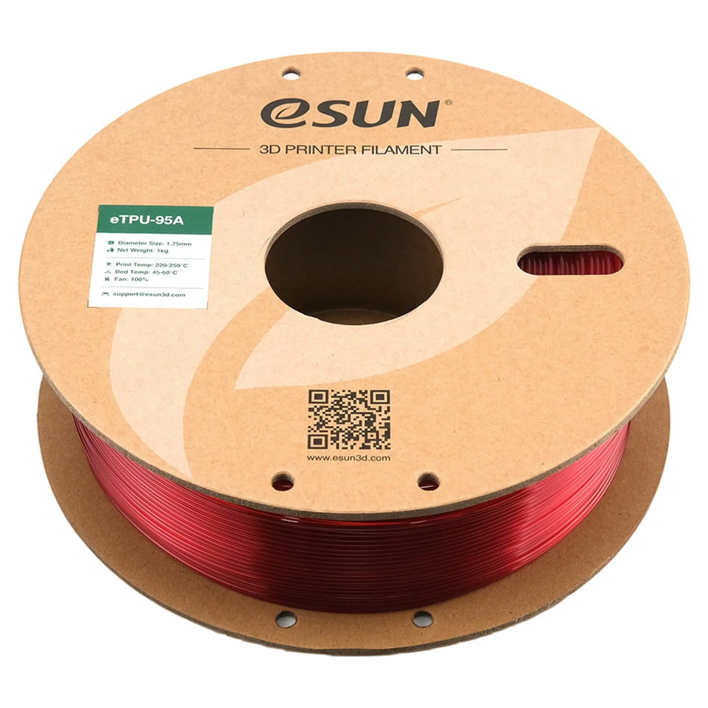 Купить eTPU-95A Filament (пластик) для 3D принтера eSUN 1кг, 1.75мм, прозрачный красный (ETPU-95A175GR1) - фото 2