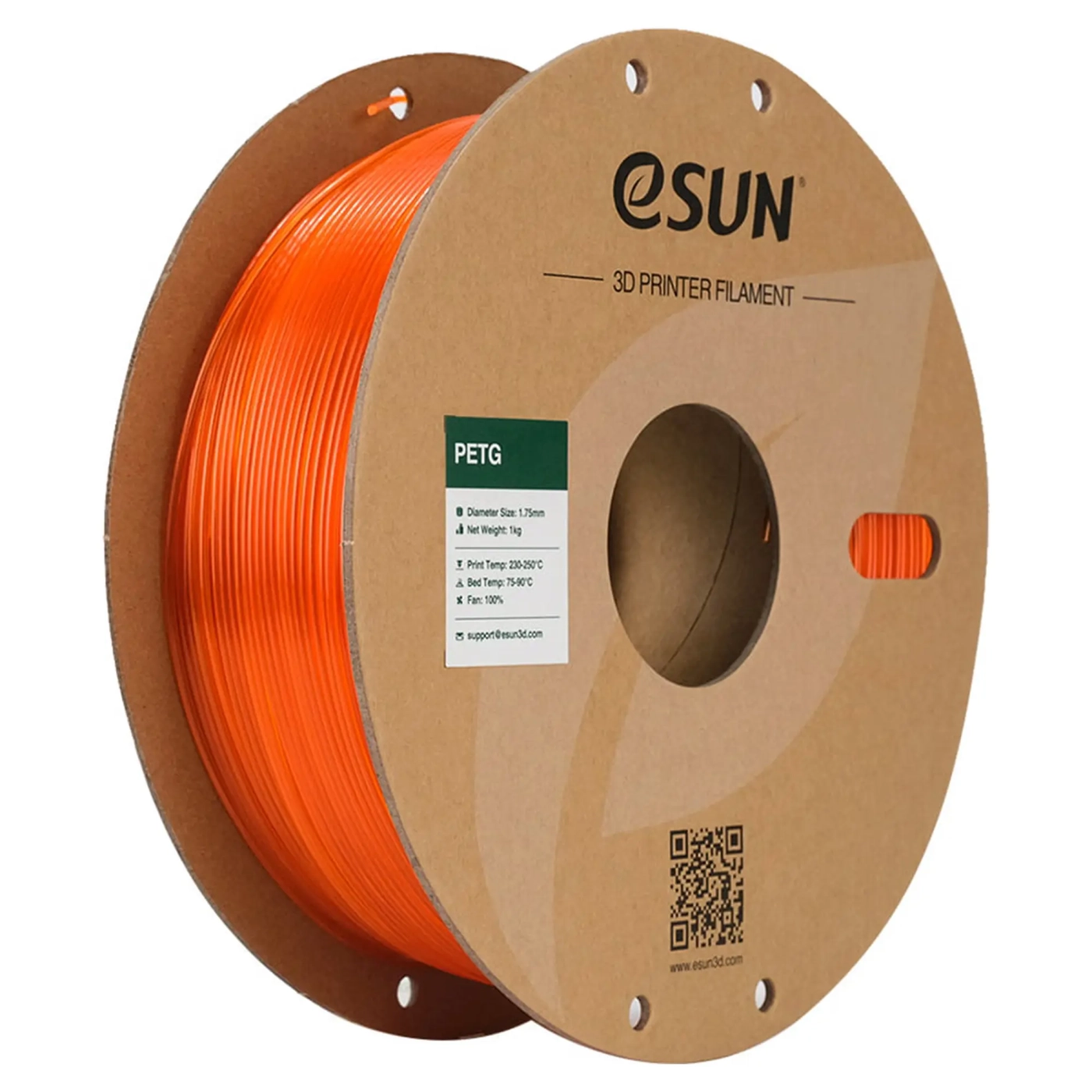 Купить PETG Filament (пластик) для 3D принтера eSUN 1кг, 1.75мм, оранжевый (PETG175O1) - фото 1