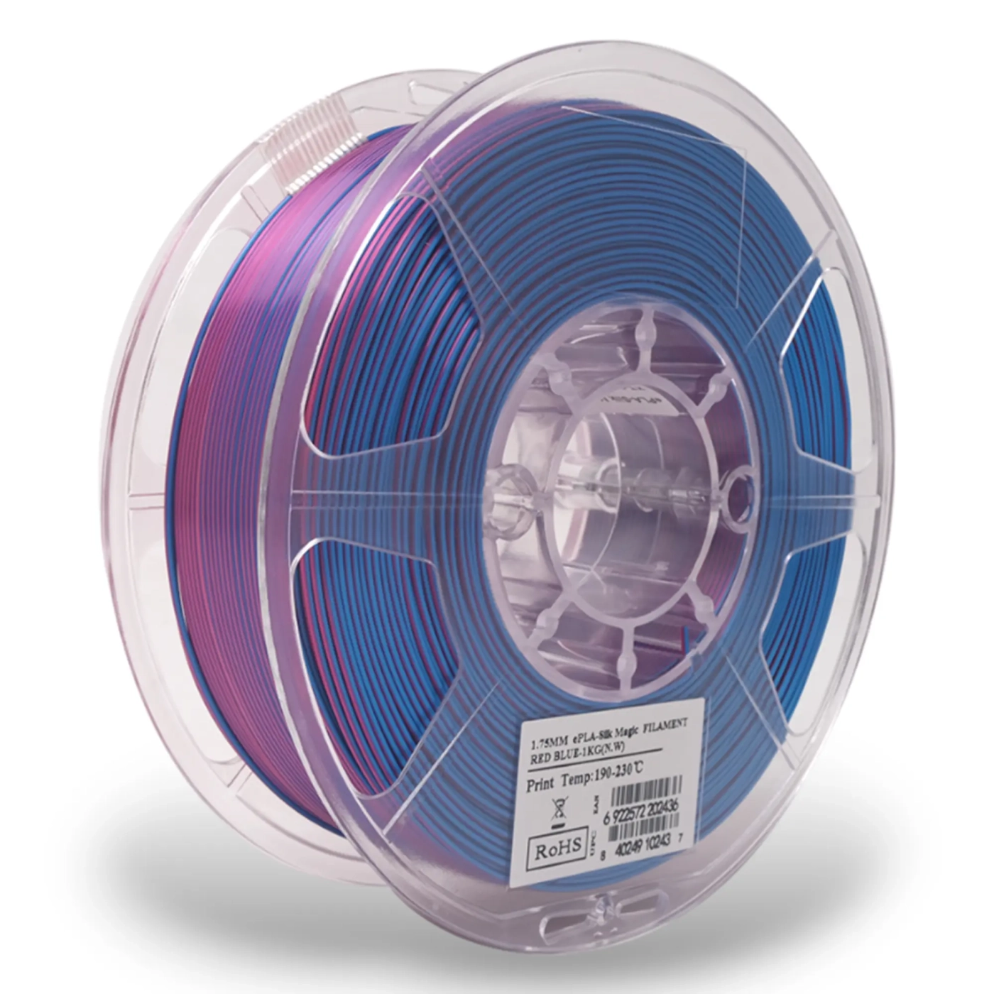 Купить ePLA-Silk Magic Filament (пластик) для 3D принтера eSUN 1кг, 1.75мм, красно-синий (S-MAGIC175RU1) - фото 1