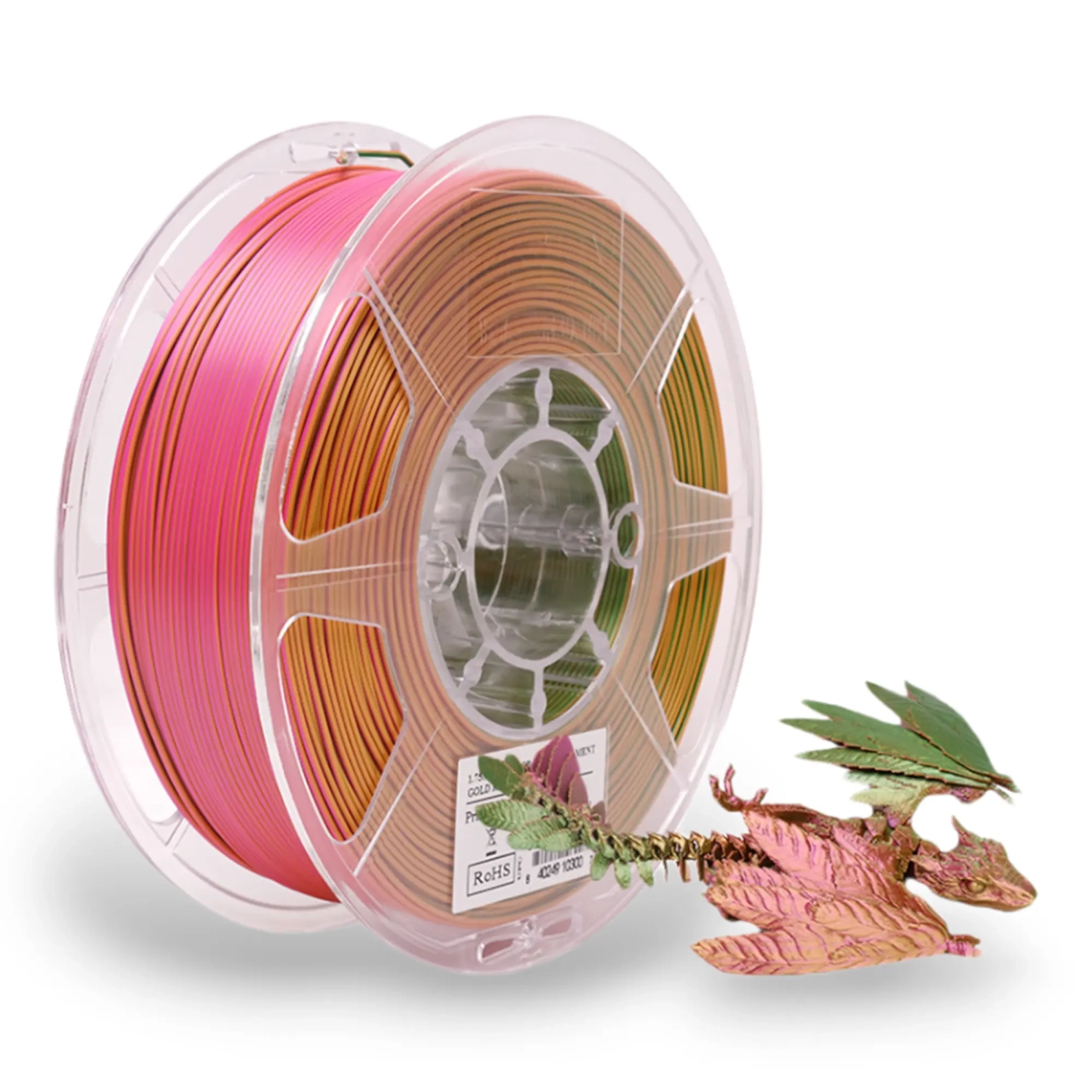 Купити ePLA-Silk Mystic Filament (пластик) для 3D принтера eSUN 1кг, 1.75мм, золото|червоний|зелений (S-MYSTIC175GRG1) - фото 1